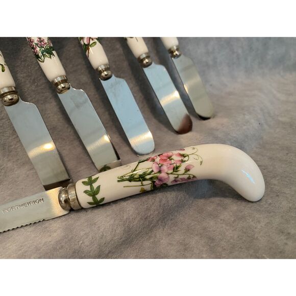 Portmeirion Botanic Garden Cheese Knife and 5 Spreaders Flowers Ceramic - Picture 3 of 7
